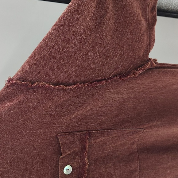 Fantastic Fawn Button Up Hooded Jacket Lightwight Size Small Oversized Rust red - Picture 10 of 13